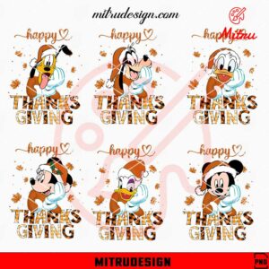 Mickey Mouse Friends Santa Hat Thanksgiving PNG, Cute Disney Holiday PNG, Designs