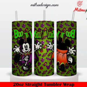 Mickey Vampire Boo To You 20oz Skinny Tumbler Wrap, Cute Disney Halloween Tumbler Template PNG