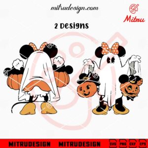 Minnie Mouse Ghost Two Sides SVG, Disney Minnie Halloween SVG, PNG, DXF, EPS, Files