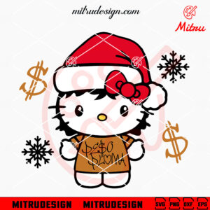 Hello Kitty Peso Pluma Santa Hat SVG, Cute Peso Pluma Christmas SVG, Cutting Files