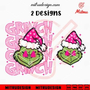 Pink Grinch Head SVG, Retro Grinchmas SVG, PNG, DXF, EPS, For Shirt