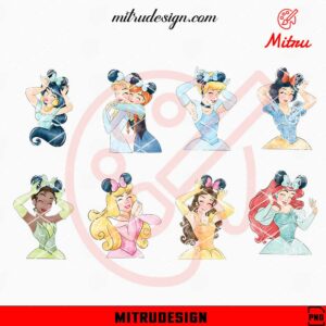 Princess Disney Minnie Ears Bundle PNG, Disney Girls PNG, Sublimation Designs