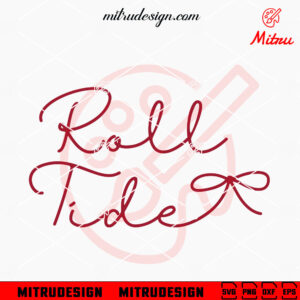 Roll Tide Signature Bow SVG, Alabama Crimson Tide Girl SVG, PNG, DXF, EPS, Cricut