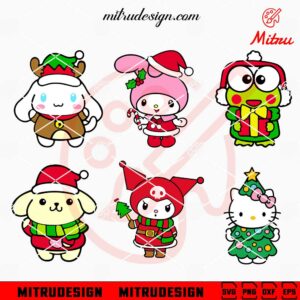 Sanrio Christmas Bundle SVG, Hello Kitty And Friends Christmas SVG, PNG, DXF, EPS