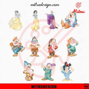 Snow White Bundle Clipart, Seven Dwarfs PNG, Evil Queen PNG, Sublimation Printable