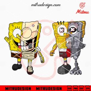 SpongeBob SquarePants Half Skeleton SVG, SpongeBob SquarePants Horror Halloween SVG, Vector