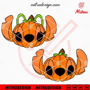 Stitch And Angel Pumpkin Head SVG, Stitch Angel Halloween SVG, PNG, DXF, EPS