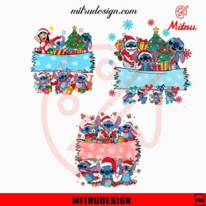 Stitch Christmas Custom Name PNG Bundle, Instant Digital Download