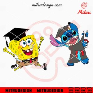 Stitch Spongebob Squarepants Graduation SVG, Cartoon Graduate SVG, Digital Download