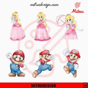 Super Mario And Princess Peach Clipart Bundle, Mario Bros PNG, For Couple