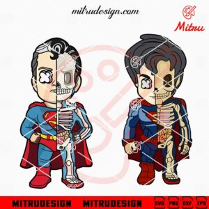 Superman Half Skeleton SVG, Superman Horror Halloween SVG, Digital Download