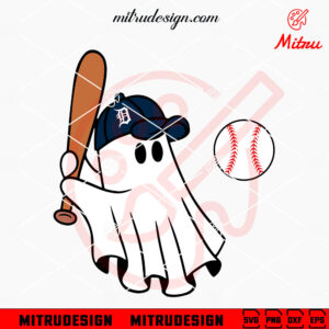 Detroit Tigers Baseball Ghost SVG, Tigers Halloween SVG, PNG, DXF, EPS, Cut Files