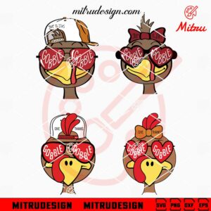 Turkey Boy And Girl Sunglasses Bundle SVG, Thanksgiving Kids SVG, Gobble SVG, Cut Files