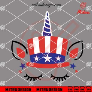 Unicorn Face American Flag SVG, Unicorn 4th Of July SVG, PNG, DXF, EPS, Designs