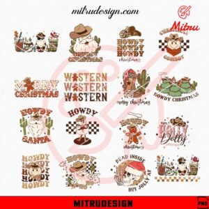 Western Cowboy Christmas Bundle PNG, Howdy Christmas PNG, Designs Download