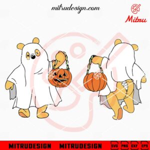 Winnie The Pooh Ghost Two Sides SVG, Disney Pooh Halloween SVG, PNG, DXF, EPS