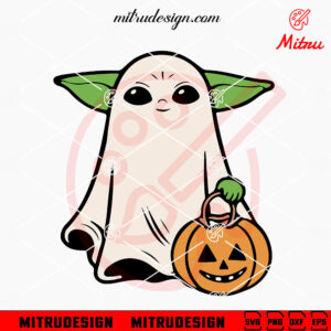 Cute Baby Yoda Halloween Ghost SVG, PNG, DXF, EPS, Vector