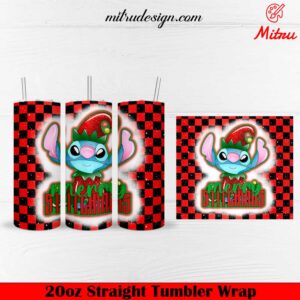 Stitch Christmas Elf 20oz Skinny Tumbler Wrap PNG, Merry Stitchmas Tumbler Template Designs