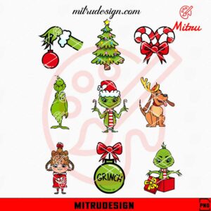 Baby Grinch Characters PNG Bundle, Cute Max, Cindy Lou Who PNG