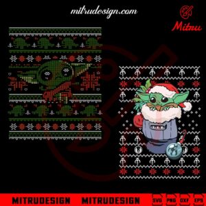 Baby Yoda Ugly Sweater Xmas SVG, PNG, DXF, EPS, Instant Digital Download