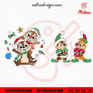 Chip Dale Christmas SVG, Cute Disney Chipmunks Xmas SVG, PNG, DXF, EPS, Cricut