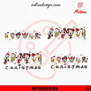 Christmas Disney Friends Bundle PNG, Mickey Minnie, Donald Daisy, Pluto Goofy Xmas PNG