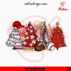 Christmas Tree Baseball PNG, Baseball Mom Xmas PNG, Sublimation