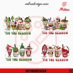 Coffee Cups Christmas Tis The Season Bundle PNG, Instant Digital Download