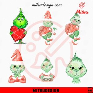 Cute Grinch Christmas Bundle PNG, Love Grinch PNG, Instant Digital Download