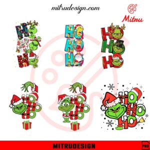 Cute Grinch Ho Ho Ho Bundle PNG, Grinchy PNG, Sublimation Designs