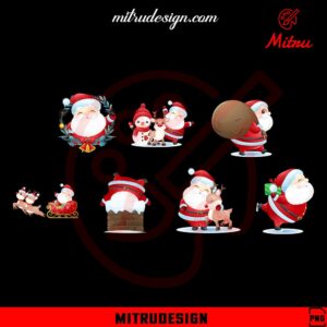 Cute Santa Christmas Clipart Bundle PNG, Xmas PNG, For Kids