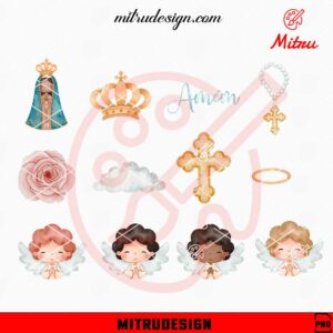 Cute Virgin Mary Clipart Bundle PNG, Religious PNG, Christian PNG, Sublimation