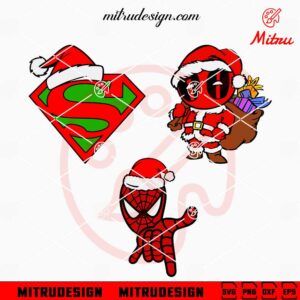 Deadpool Superman Spiderman Santa Hat Bundle SVG, Superhero Christmas SVG, Downloads