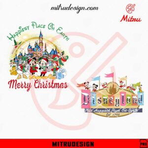 Disney Christmas Happy Place On Earth PNG, Digital Designs