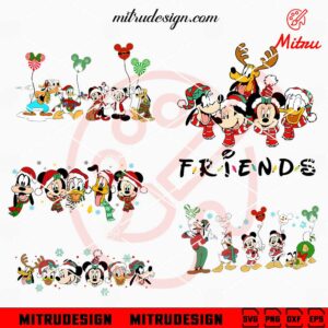 Disney Friends Christmas Bundle SVG, Mickey Mouse Xmas SVG, PNG, DXF, EPS, Designs