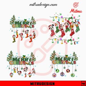 Disney Hanging Ornaments Bundle PNG, Merry Christmas Mickey PNG, Instant Download