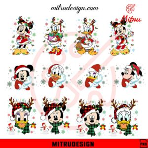 Disney Mickey Characters Christmas Bundle PNG, Santa Claus PNG, Cute Xmas Cartoon PNG