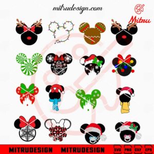 Disney Mouse Head Christmas Bundle SVG, PNG, DXF, EPS, Cricut