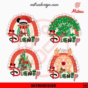 Disney Rainbow Christmas Bundle PNG, Animal Kingdom Xmas PNG, Digital Files