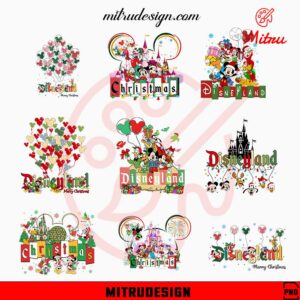 Disneyland Christmas Bundle PNG, Mickey And Friends, Disney Castle Xmas PNG