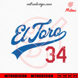 El Toro 34 SVG, Fernando Valenzuela Dodgers SVG, PNG, DXF, EPS, For Shirt