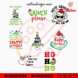 Funny Grinch Quotes Bundle SVG, Happy Holidays SVG, Is This Jolly Enough SVG