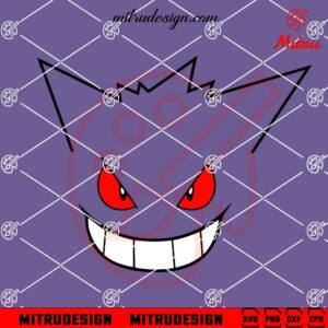 Gengar Pokemon Face SVG, PNG, DXF, EPS, Instant Download