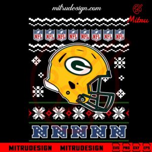 Green Bay Packers Helmet Ugly Christmas Sweater SVG, PNG, DXF, EPS, Files