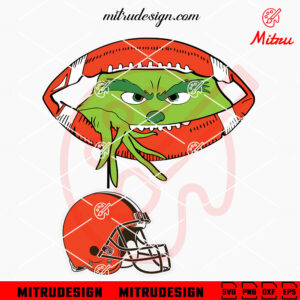 Grinch Holding Cleveland Browns SVG, Grinch Browns Football Peeking SVG, Vector