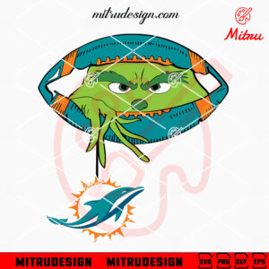 Grinch Holding Miami Dolphins SVG, Grinch Dolphins Football Peeking SVG, Digital Download