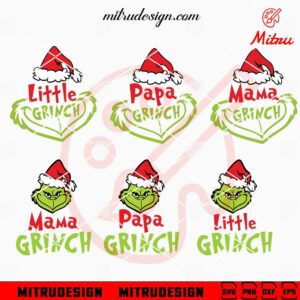 Grinch Face Family Bundle SVG, Mama, Papa Grinch SVG, PNG, DXF, EPS, Downloads