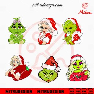 Grinch Girl Bundle SVG, Mrs Grinch SVG, PNG, DXF, EPS, Cutting Files