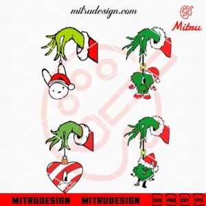 Grinch Hand Bad Bunny Bundle SVG, Sad Heart Christmas SVG, PNG, DXF, EPS