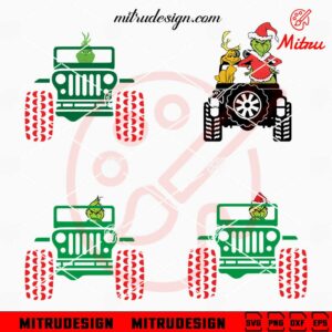 Grinch Jeep Bundle SVG, Christmas Off Road SVG, PNG, DXF, EPS, Files